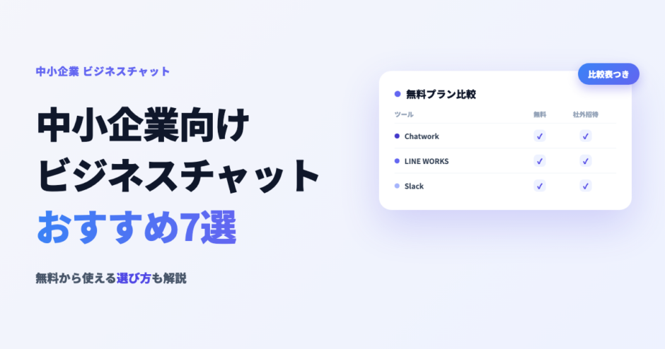 中小企業向けビジネスチャットおすすめ7選と選び方のアイキャッチ画像