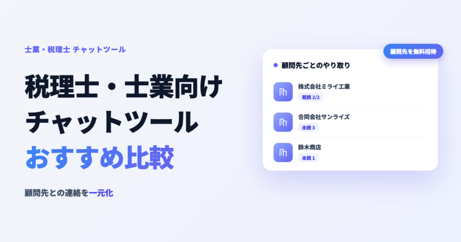 税理士・士業向けチャットツールおすすめ比較｜顧問先との連絡を一元化するイメージ